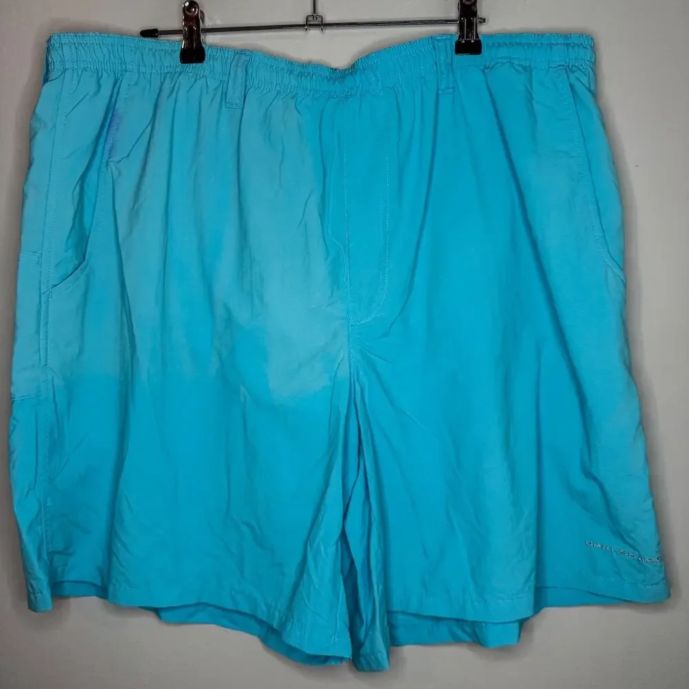Columbia PFG Aqua Blue Board Shorts Swim Trunk Mesh Lining XXL / 2XL